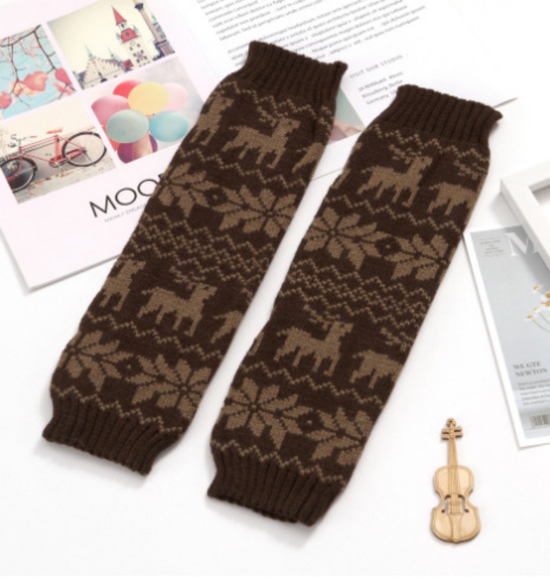 Winter Long Leg Warmers Womens Bohemian Thermal Wool Knitted Boot Toppers Socks